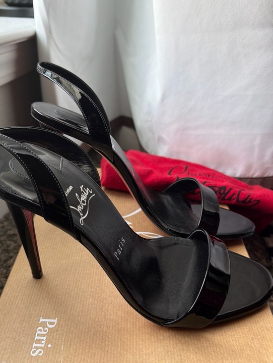 Christian Louboutin Shoes - Christian Louboutin Black Patent Slingback Stiletto Sandals